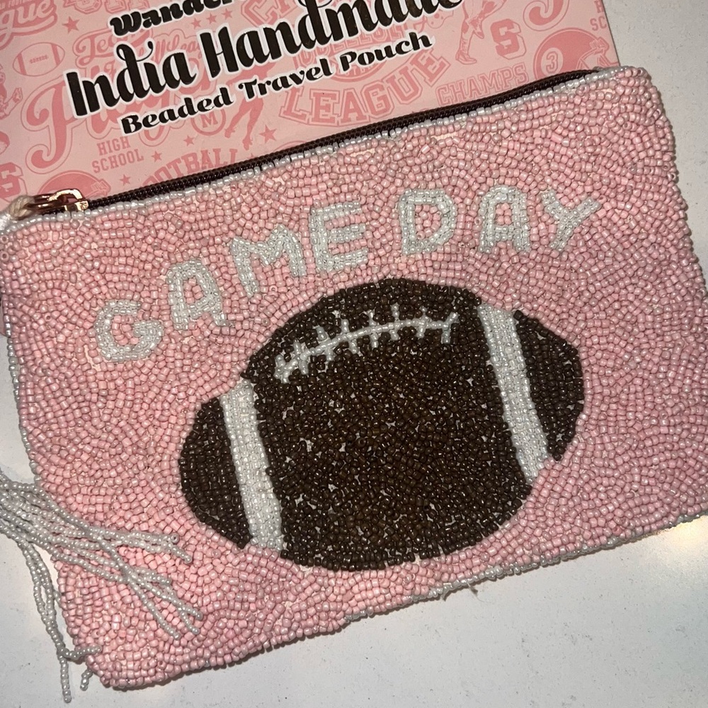 Wandering Moon Viral Pink Beaded Game Day Pouch